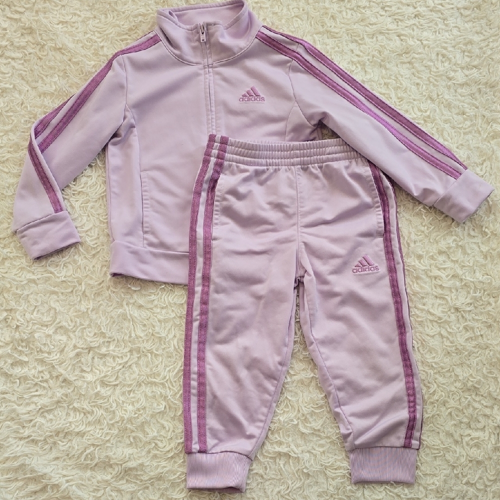 adidas Girls Lavender Tracksuit Set